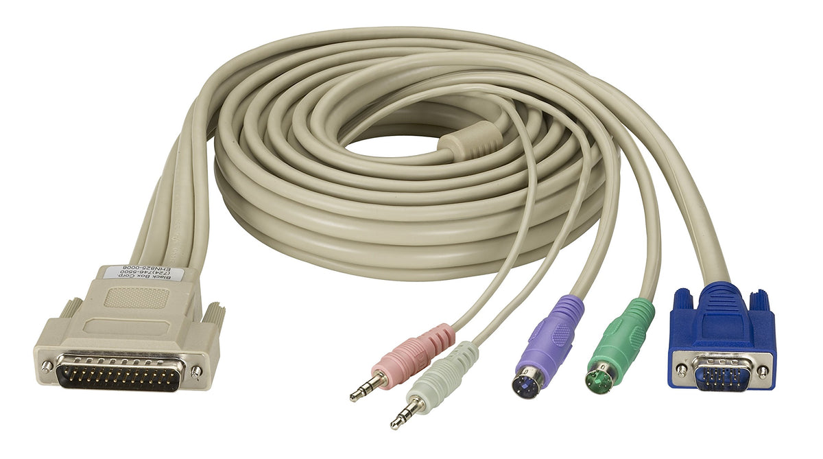 Black Box 6FT KVM CPU Cable DB25 VGA PS2 Audio