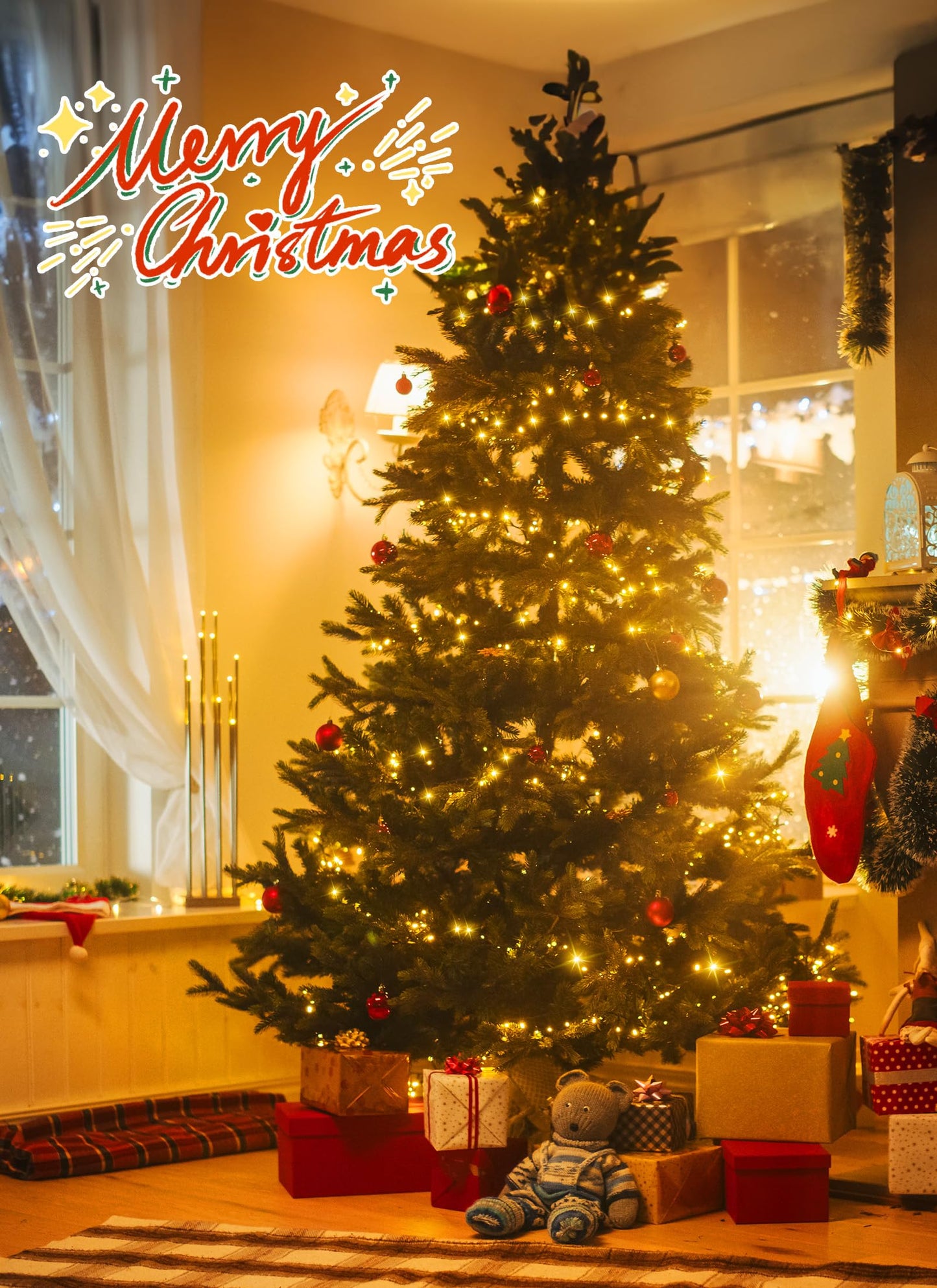 66FT 200 LED Christmas Tree Lights, Twinkle Fairy Lights String with 8 Flashing Modes String Lights for Indoor Bedroom Outdoor Christmas Trees Garland