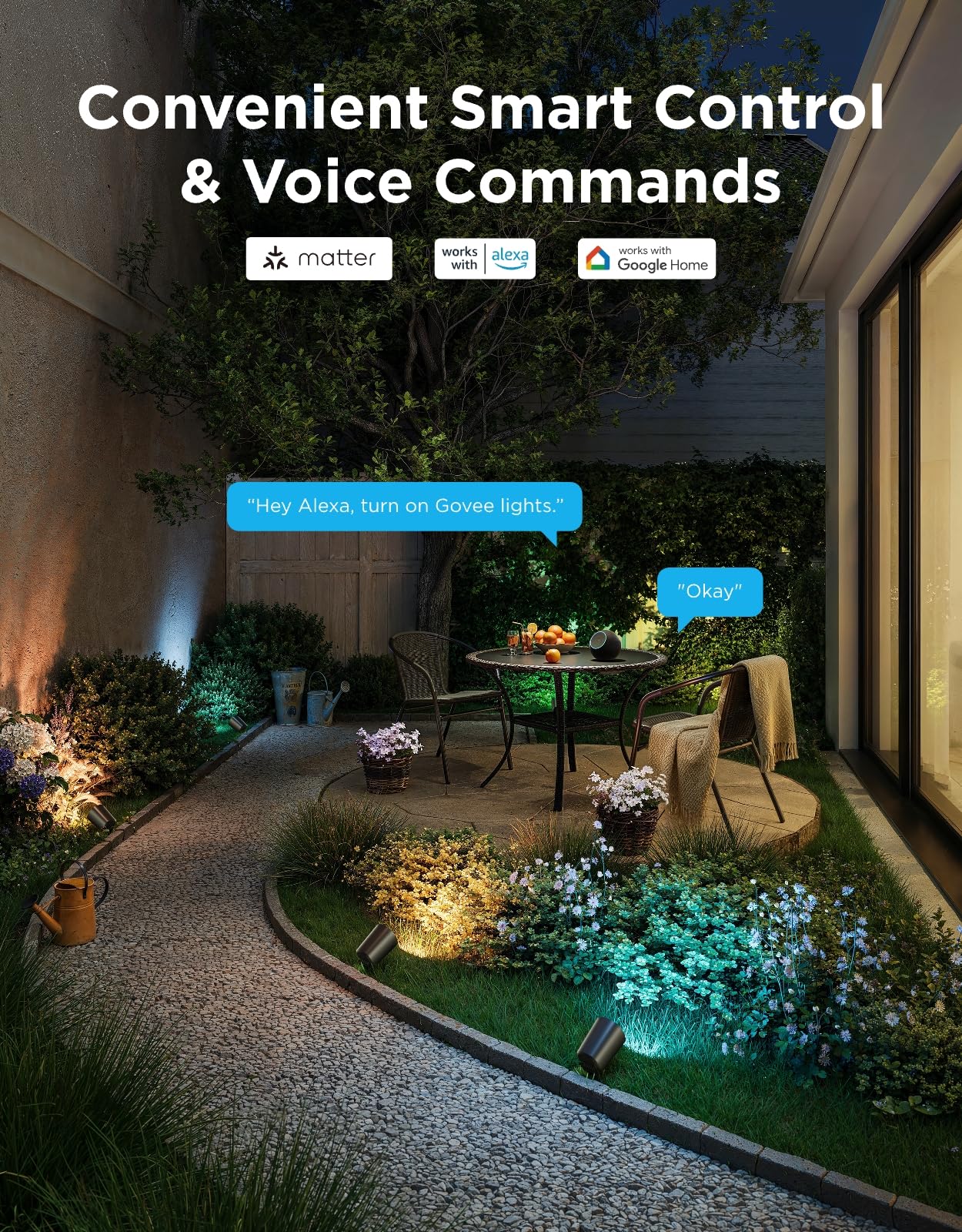 Govee Outdoor Spotlights Lite 4 pack, IP67 Waterproof Spotlights, Landscape Lighting Work with Alexa, Matter and Google Assistant, RGBWIC Color