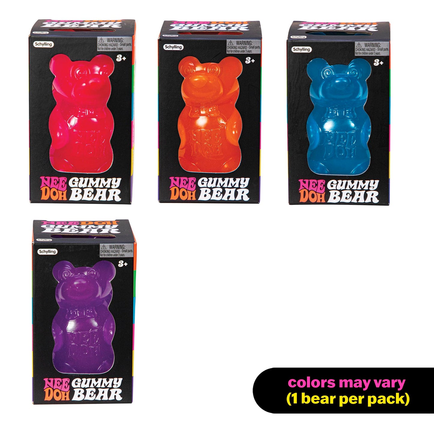 Schylling NeeDoh Gummy Bear - Sensory Fidget Toy with Jelly-Like Filling - 3.5" Tall - Colors May Vary (Pack of 1)