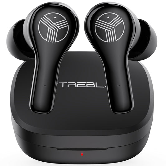 Treblab WX8 - True Wireless Earbuds with Pure Sound, Soft Silicone Ear Buds, IPX8 Waterproof, 28H Play, Wireless Charging, Noise Reduction Touch