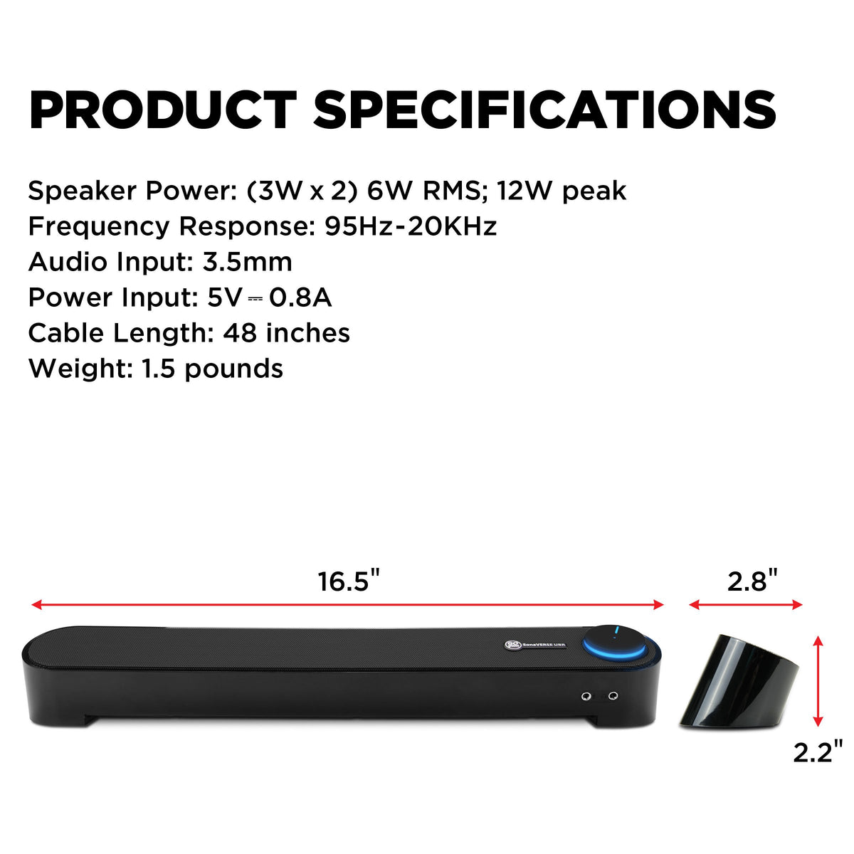GOgroove Computer Speaker Mini Soundbar - USB Powered PC Sound Bar with Easy Setup Wired AUX, Stereo Audio, Microphone Port, Volume Control Knob