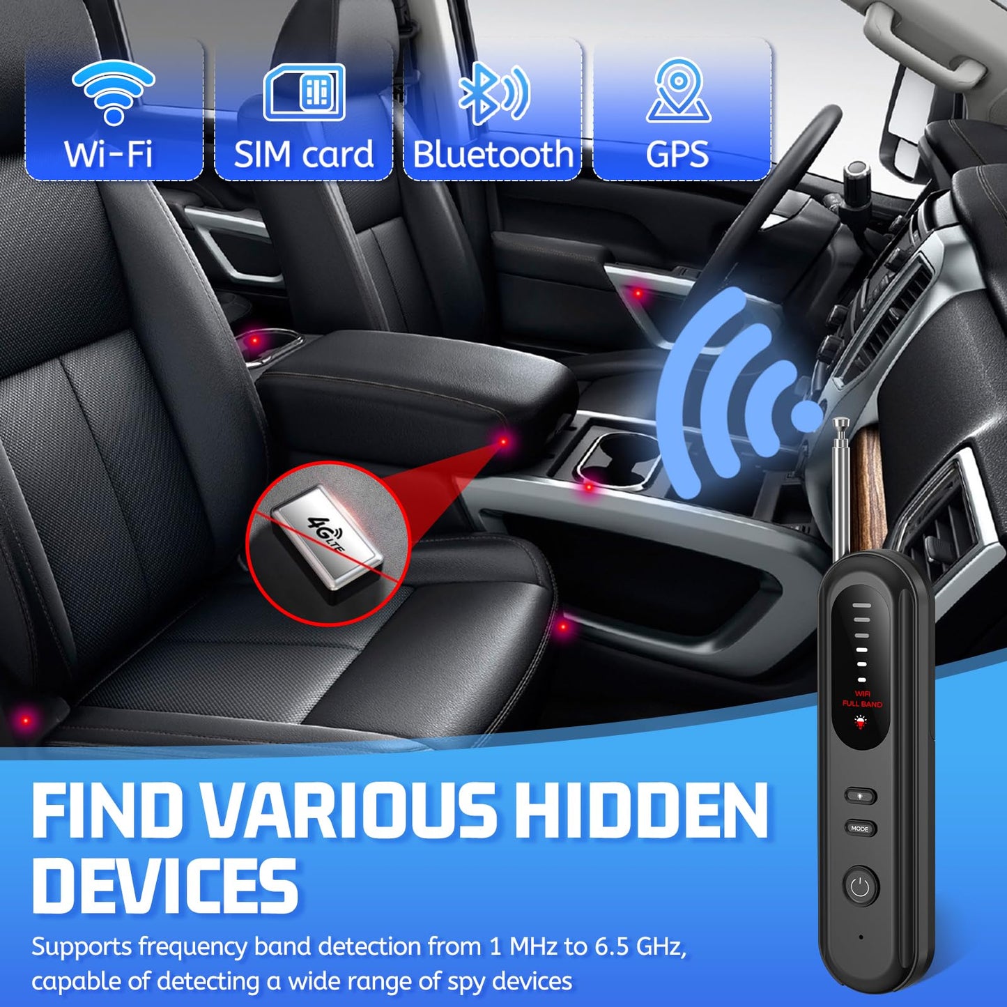 EVESKY Hidden Camera Detector Spy Camera Finder,Bed Bug Hidden Camera Detectors for Hotels,RF Detectors for Travel,GPS Tracking/Tracker Device