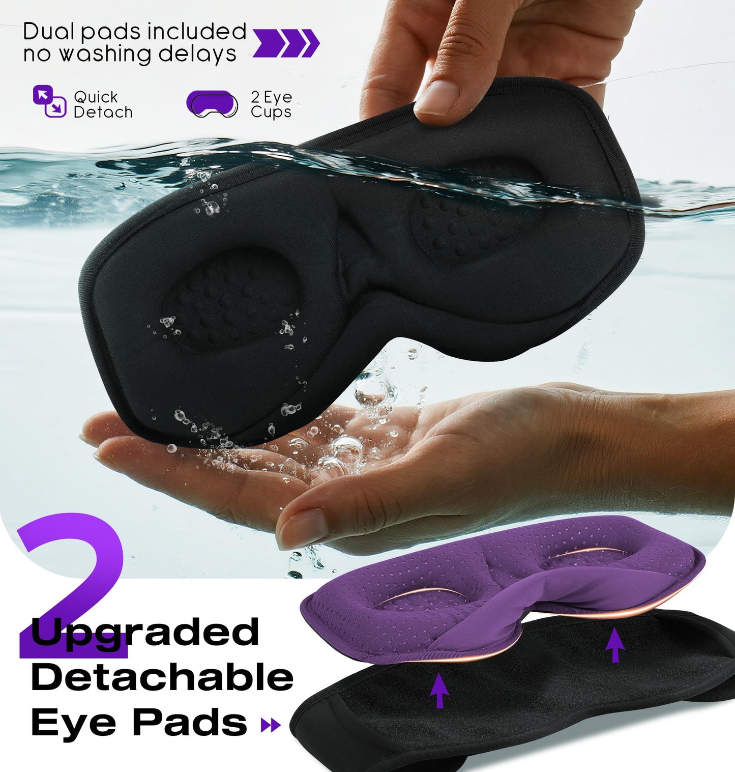 MUSICOZY Sleep Headphones with Bluetooth 5.4 Sleep Mask, Removable 3D Eye Cups for Zero Pressure Comfort, Wireless Bluetooth Eye Mask for Sleeping…