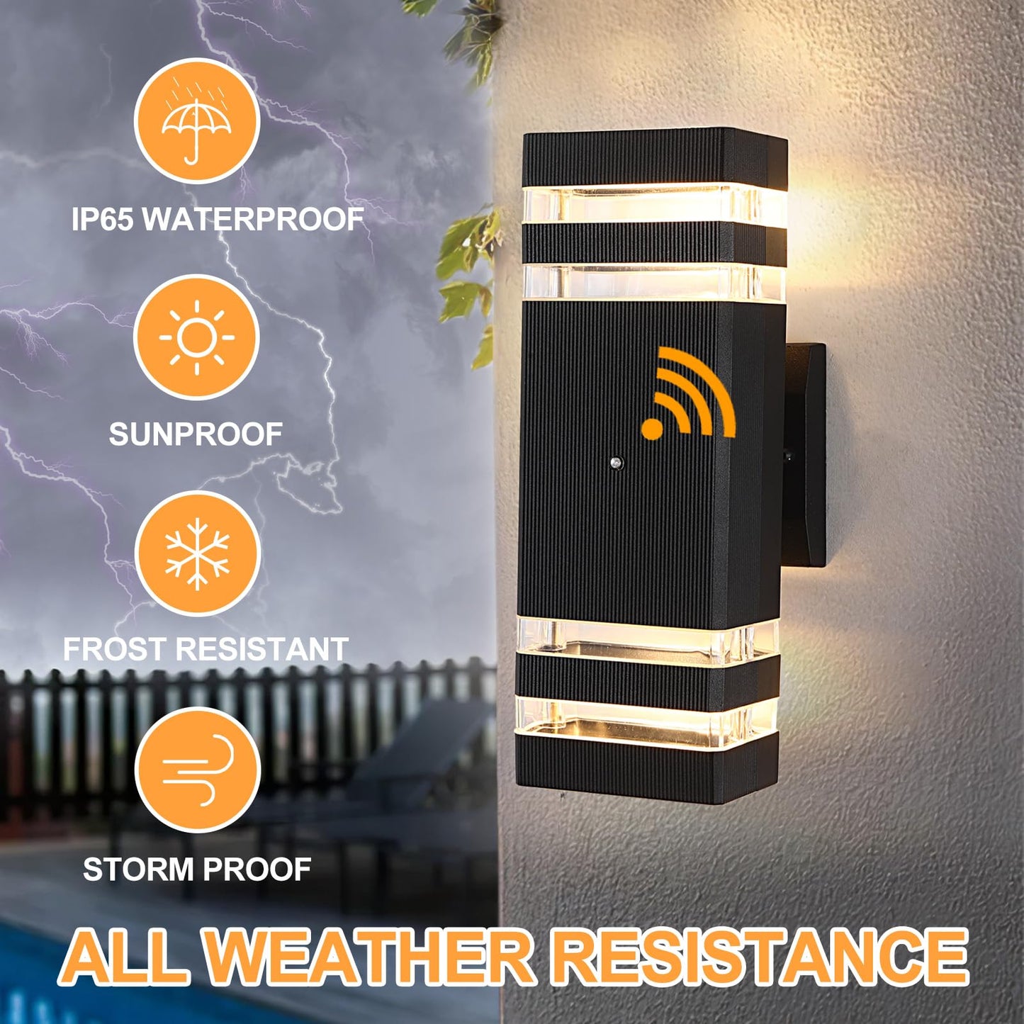 BOXCUPIN Dusk to Dawn Outdoor Lighting, LED Wall Sconce Sensor Waterproof Porch Lights 14W Black Exterior Up and Down Light Fixture for Porch Hallway