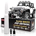 Gloss White 50 Cal Bullet Antenna for Jeep Wrangler JK JL & Gladiator JT (2007-2024), Rubicon Sahara Willys Mojave 4xe Accessories, Short Replacement