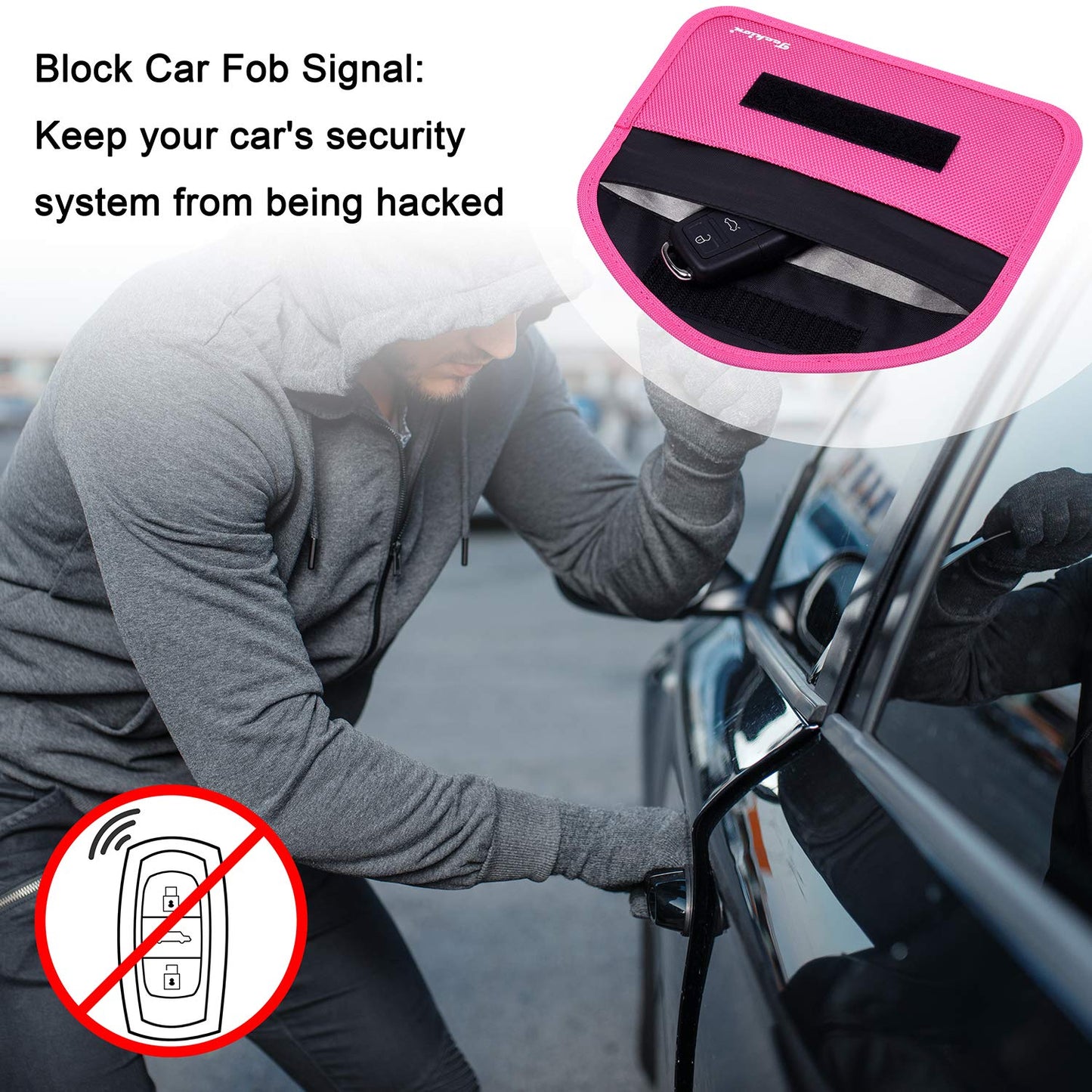 Techion Signal Blocking Bag, 2 Pack RFID Faraday Bag Shield Pouch Cage Box Wallet Case for Cell Phone and Car Key FOB, Privacy Protection