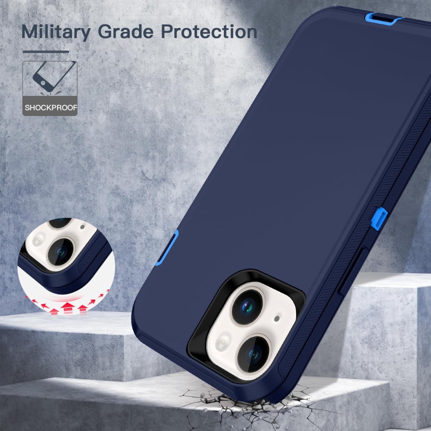 Apple iPhone 12 / iPhone 12 Pro Case (6.1") Rugged Case Heavy Duty Shockproof Dust/Drop Proof Dual Layer Cover Navy