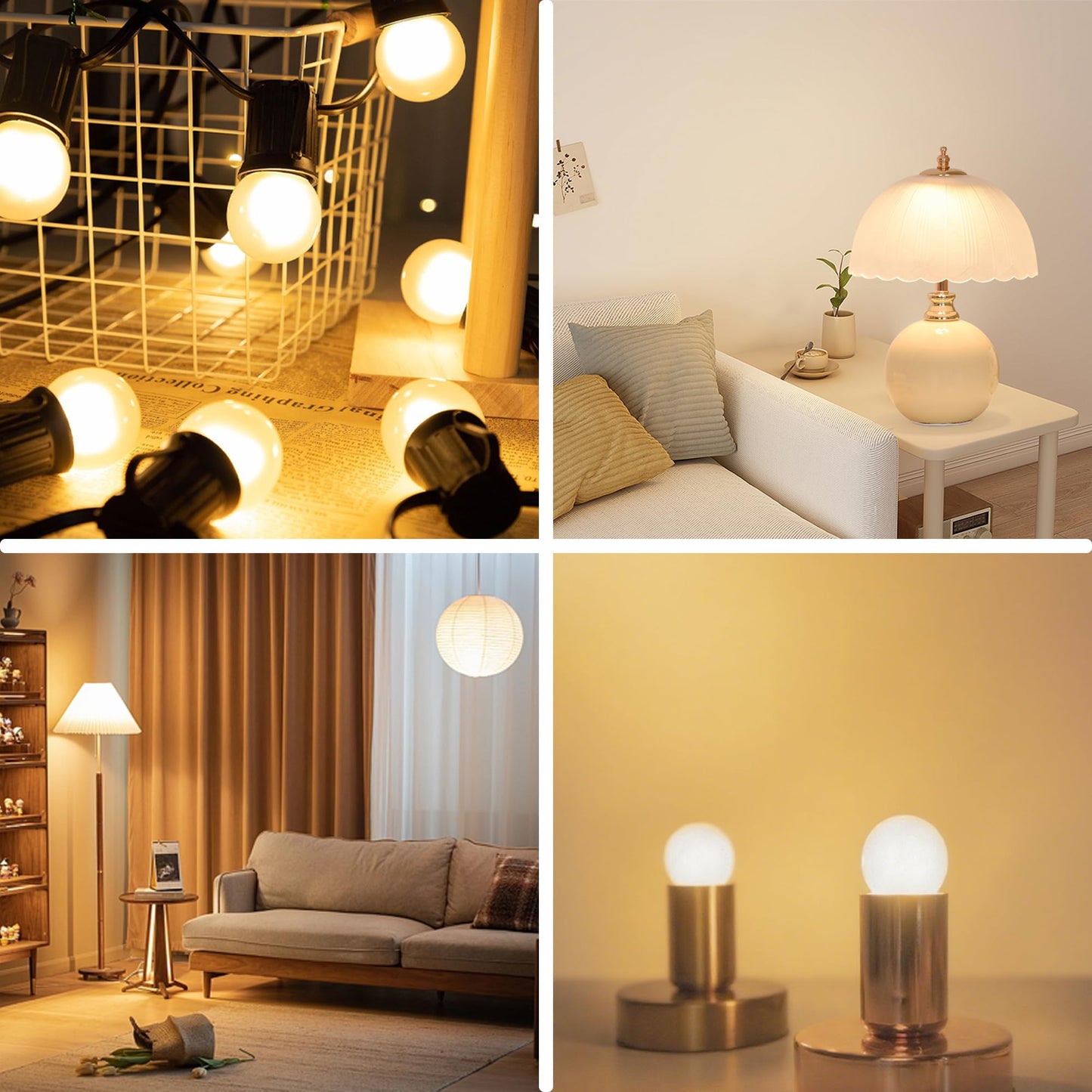Sevici G40 Night Light Bulb 1.5W E26 4-Pack 2700K Warm Glow