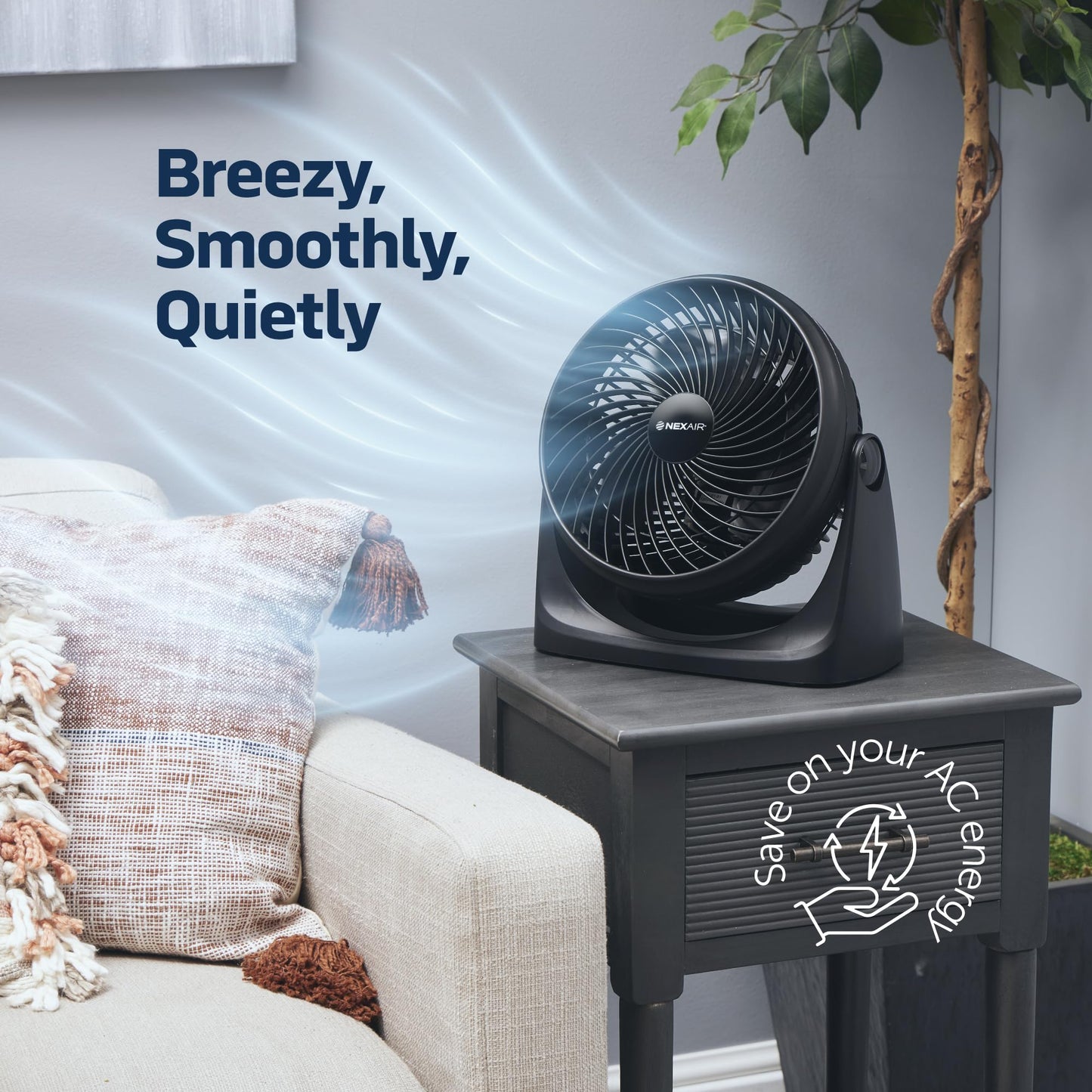 NEXAIR 7" Air Circulator Portable Turbo Fan, 3 Speed Adjustable Desk fan Powers Cool Air-Waves Up To 25ft, Quiet Operating Fan For Bedroom, Made