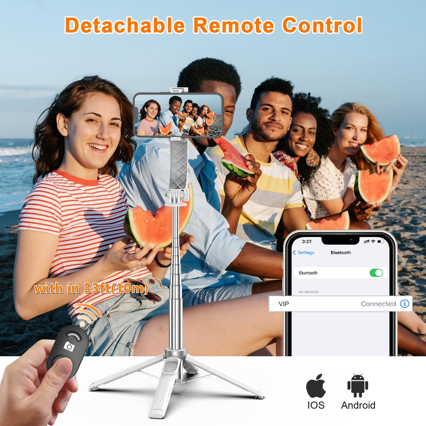 Phone Tripod & Selfie Stick, Lightweight All in One Phone Tripods with Wireless Remote, Portable Smartphone Tripod Stand Compatible