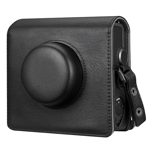 Fintie Protective Case for Fujifilm Instax Wide EVO Camera - Premium Vegan Leather Bag Cover with Removable Adjustable Strap (Vintage Black)