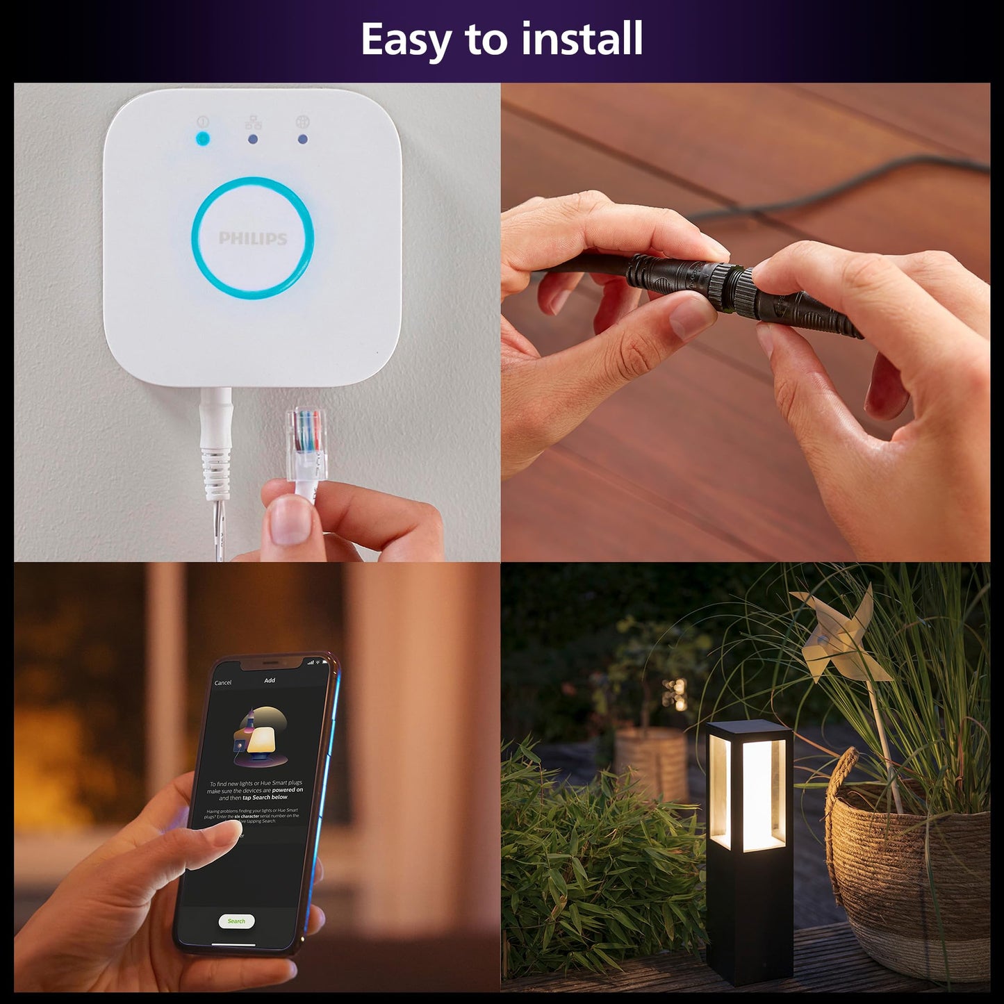 Philips Hue Impress Outdoor Pedestal Light (Low-Volt), (15.7 x 3,9 in) White & Color Light, Voice Control, Bridge Required