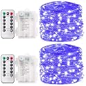 2 Pack 32.8 Ft 100 Led Black Light Fairy Lights,Smacen UV fairy Lights Battery Operated with Remote & Timer, 8 Modes UV Black String Lights for Glow