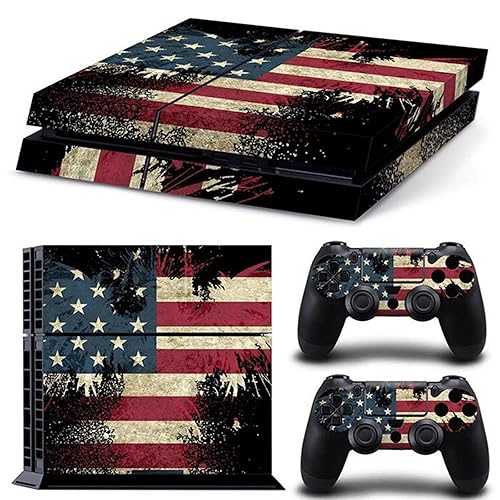Game Console Skin Sticker Cover Compatible with PS4 Console and Controller The Flag of United States (Multi)