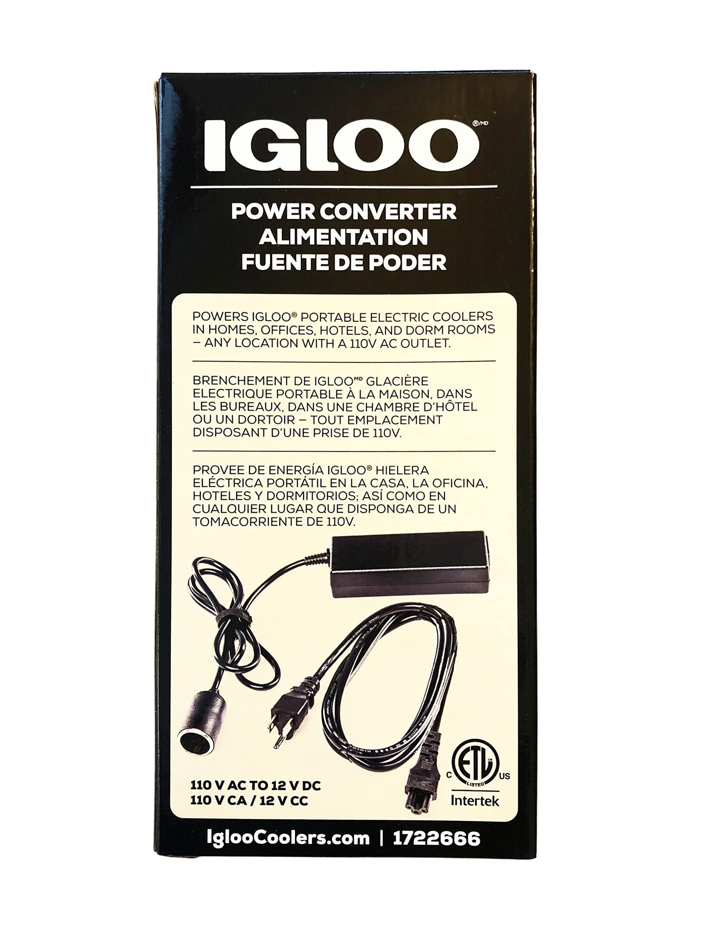 Igloo 110V AC Power Converter for Iceless Kool Mate Cool Chill Thermolectric Coolers