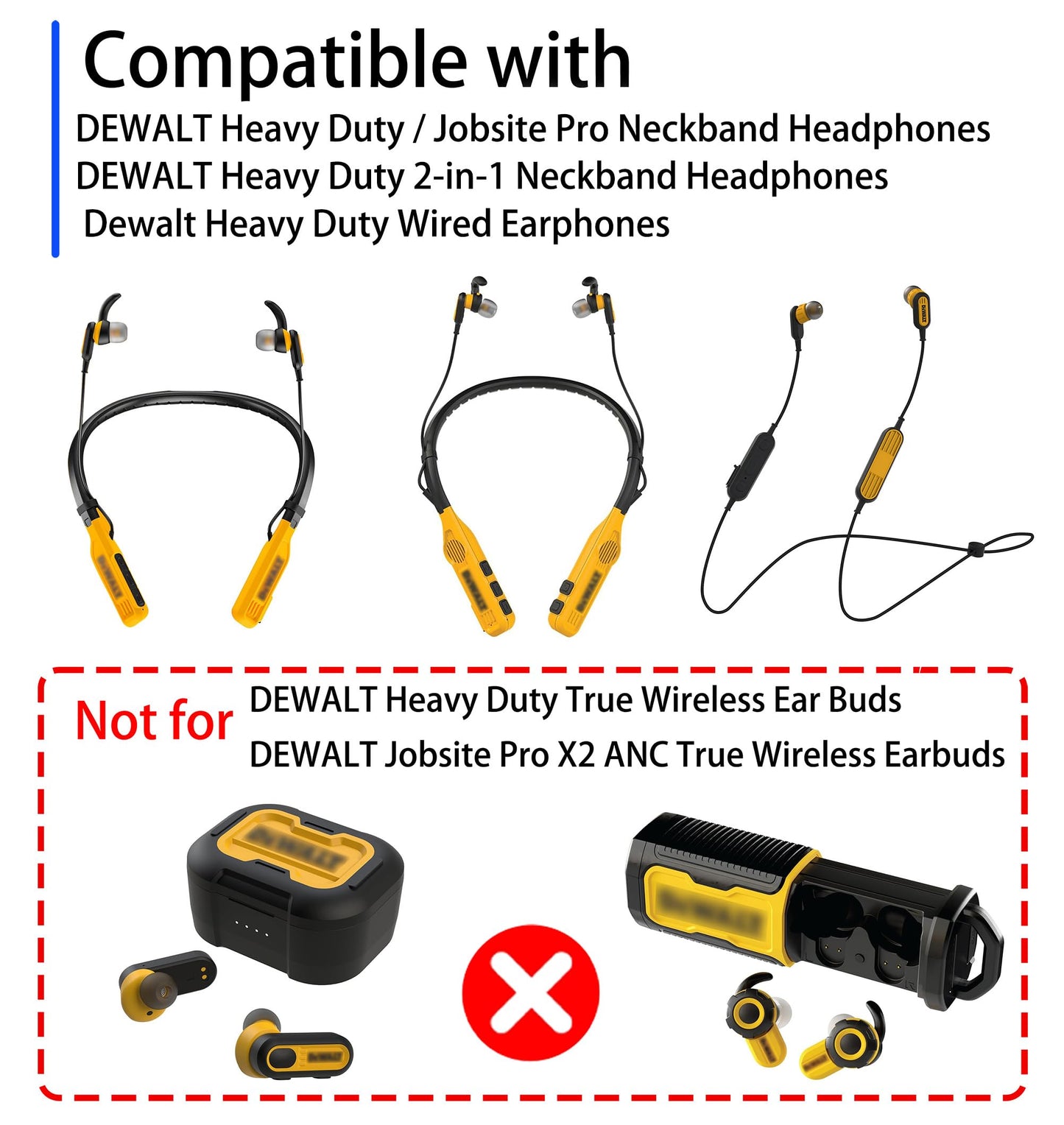 NANLANFAN Replacement Foam Ear Tips for for Dewalt Headphones, Compatible with Dewalt Heavy Duty/Jobsite Pro/Heavy Duty 2-in-1 Bluetooth Neckband