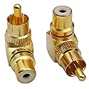 AAOTOKK 90 Degree RCA Adapter,Gold-Plated Right Angle RCA Male to RCA Female Jack Audio AV TV Adapters Metal Connector (2 Pack)