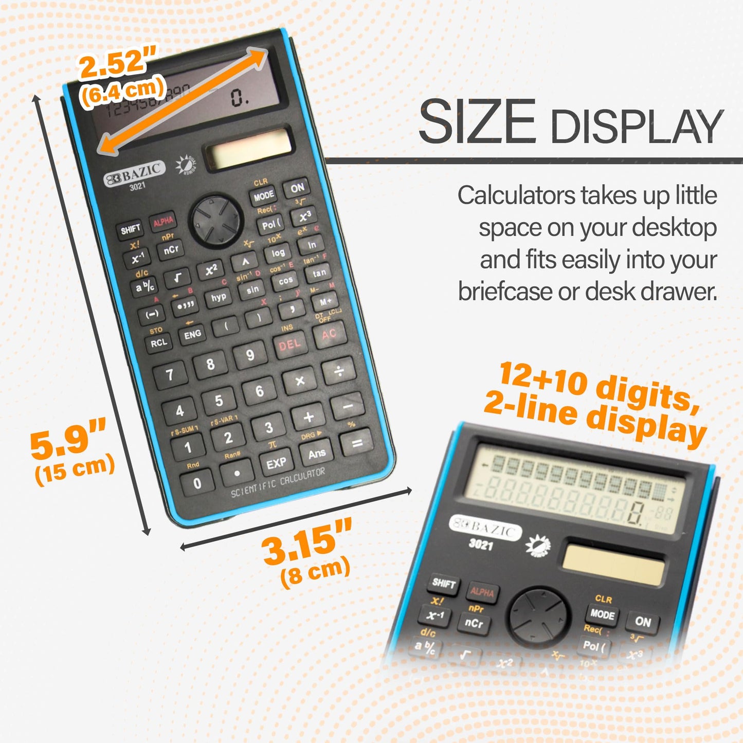 BAZIC Scientific Calculator 240 Function, Dual Hybrid Battery and Solar, Slide-On Case, Engineering Calculators LCD Display, for Professional, 1 Unit