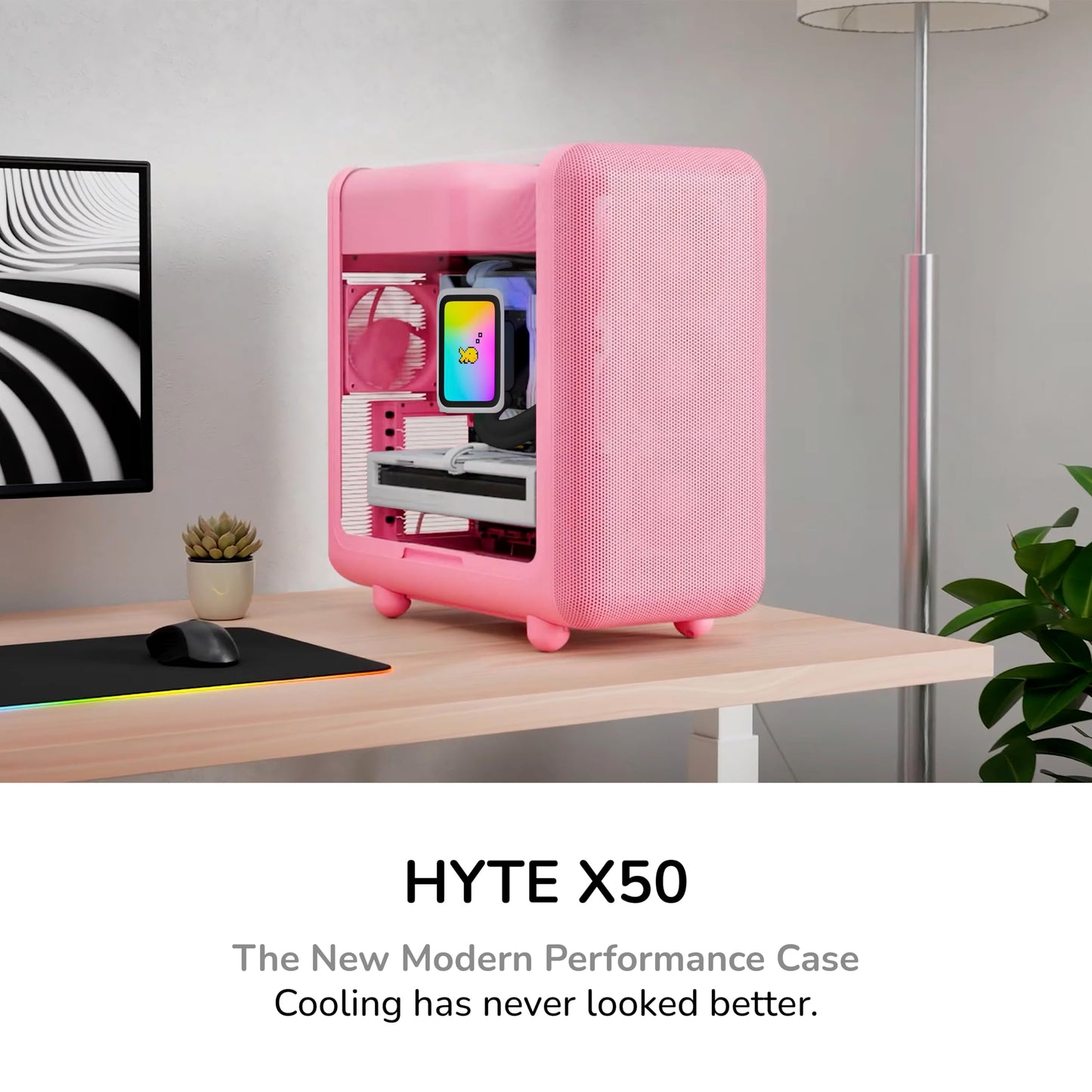 HYTE X50 - Modern Performance ATX Mid-Tower Gaming PC Case - Optimized High Airflow Chassis - Thick, Curved, Laminated Acoustic Glass - Micro Mesh