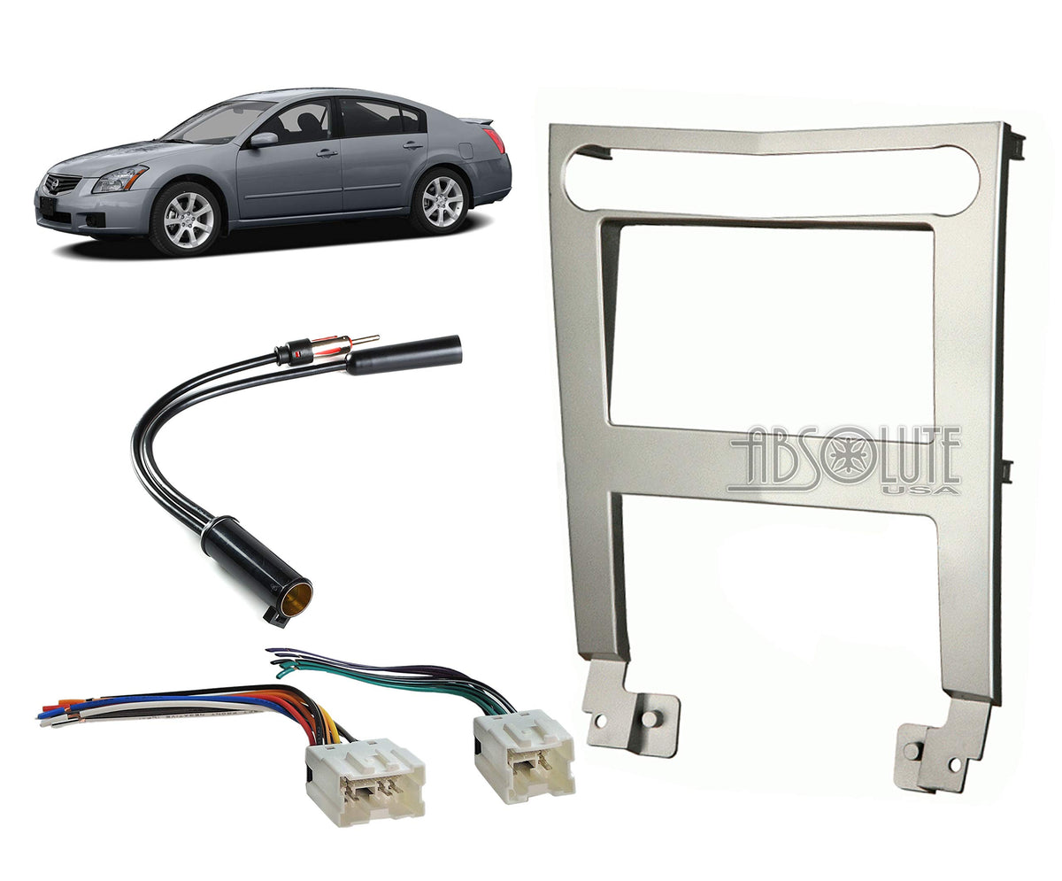 Absolute USA ABS95-7404S Fits Nissan Maxima 2004-2006 Double DIN Stereo Harness Radio Install Dash Kit Package