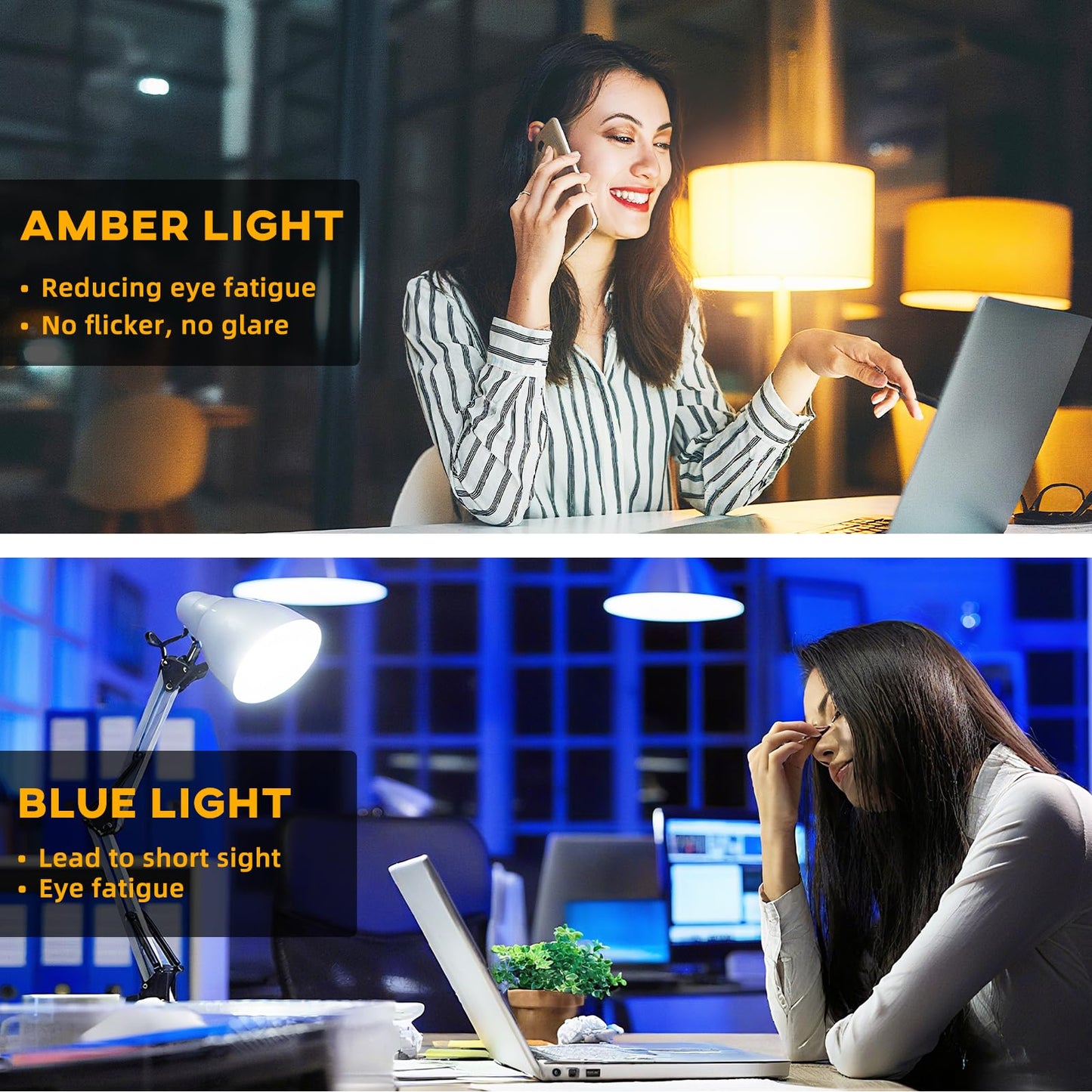 KINUR A15 3W Amber Dim Light Bulb, 25W Equivalent Low Watt E26 Warm Light for Healthy Sleep & Baby Nursery, 4 Pack