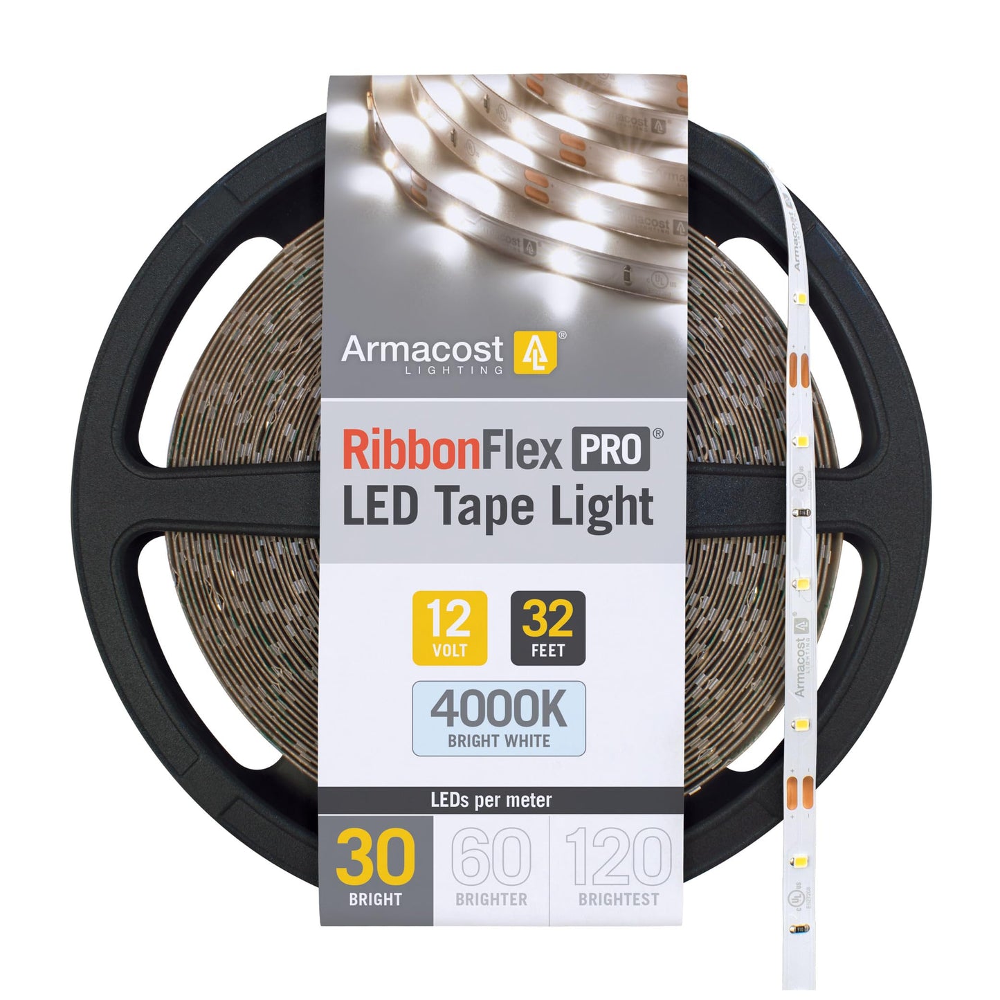 Armacost Lighting RibbonFlex Pro 12V White LED Strip Lights 30 LED/m, 4000K, 32.8 ft 151250