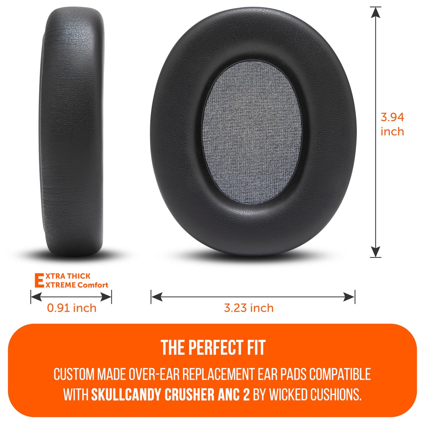WC PadZ Crusher ANC 2 - Premium Replacement Earpads for Skullcandy Crusher ANC 2 Over-Ear Headphones by Wicked Cushions | Enhanced Comfort & Sound
