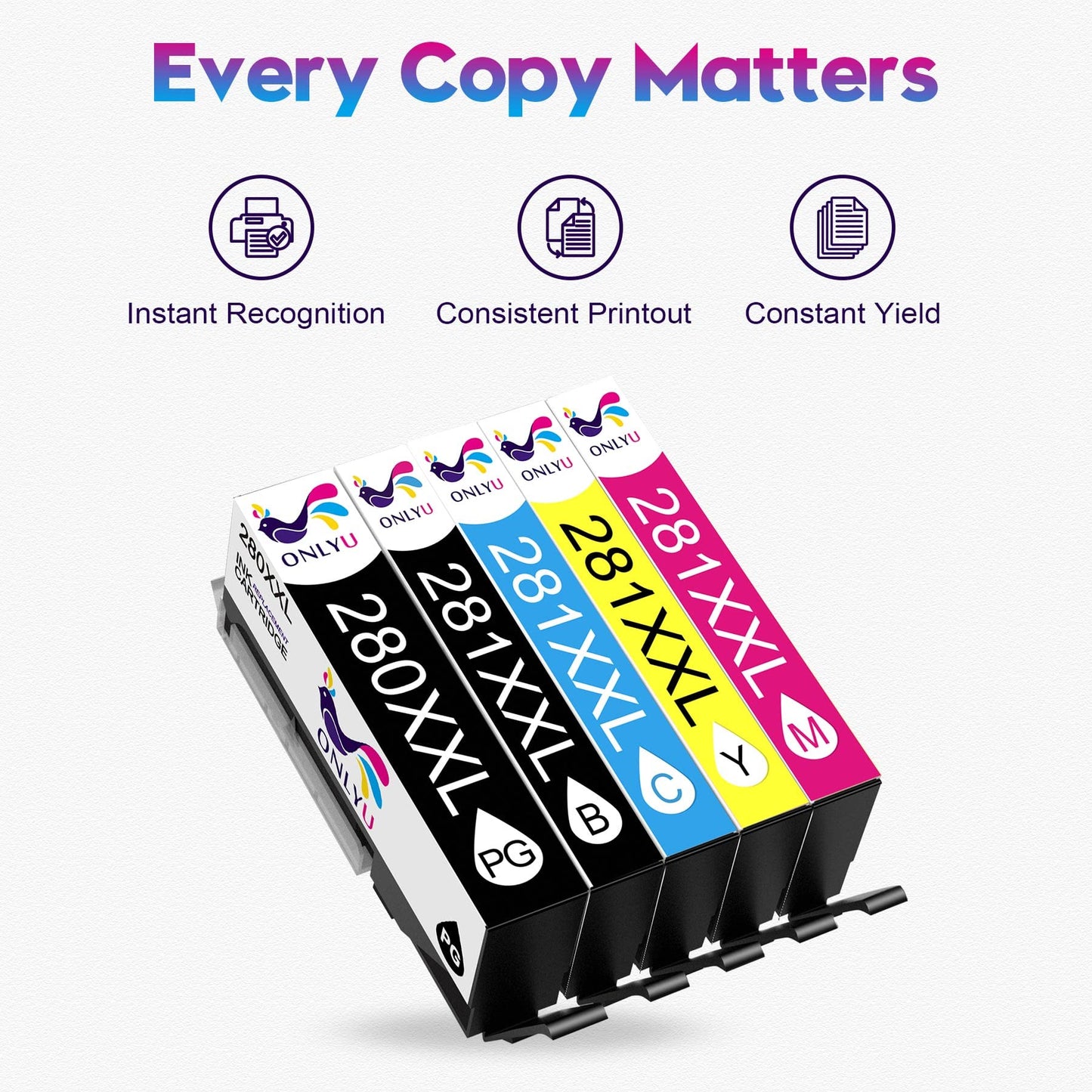 ONLYU 280XXL 281XXL Compatible for Canon Ink 280 and 281 Cartridges PGI-280XXL CLI-281XXL for Canon TR8620a Ink Cartridges for Pixma TR8620 TR8620a
