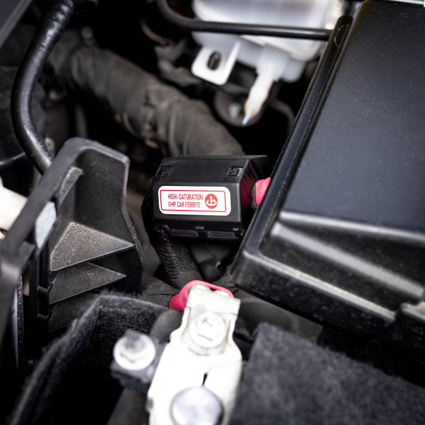 Faraday Defense High Saturation Ferrite Vehicle EMP Protection- Mounts to 12V Vehicle Battery, RV, Car, Truck, Easy Installation for Lightning, Solar