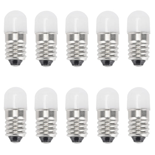 GutReise E10 LED Bulbs 6V Cold White,10pcs AC/DC E10 Miniature Screw LED Lamps 0.5Watts 65Lm (6V, Cold White)