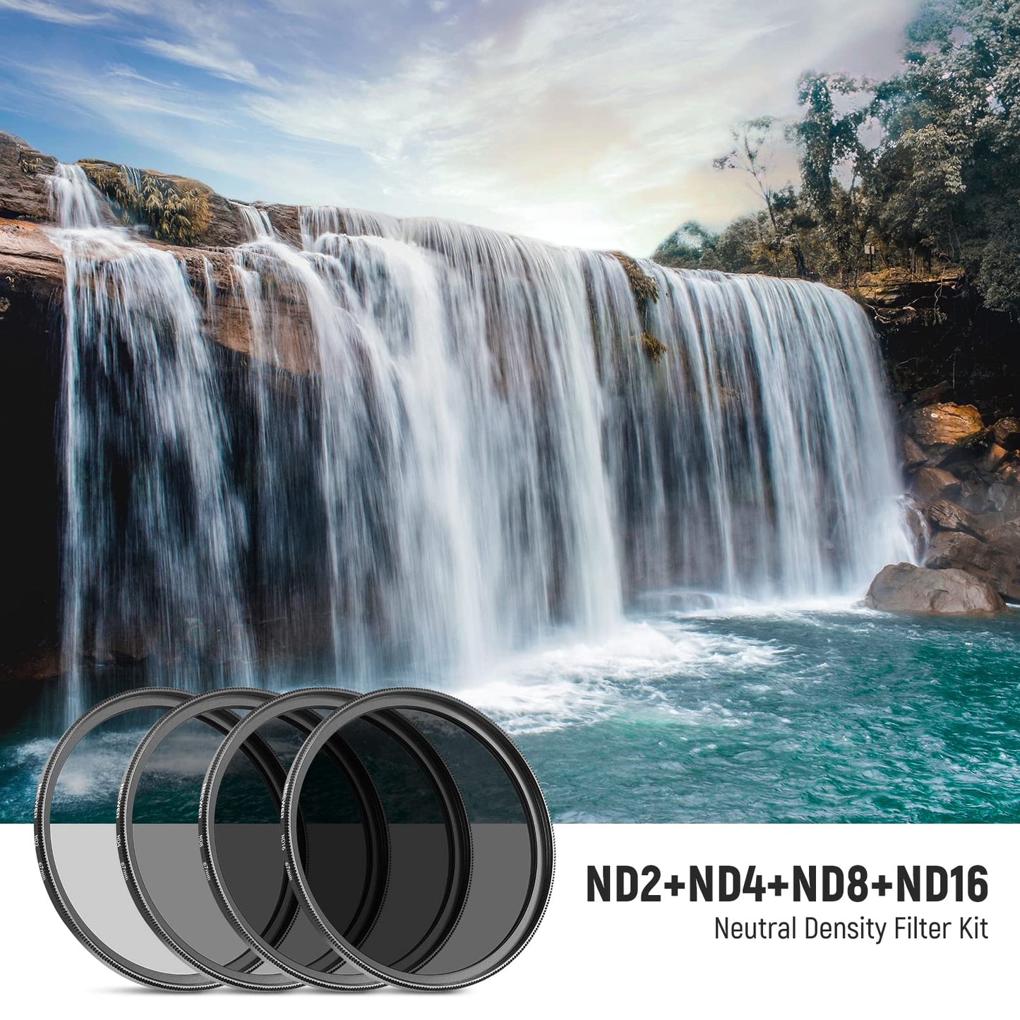 NEEWER 67mm ND Lens Filter Kit: ND2 ND4 ND8 ND16, Lens Cleaning Pen, Filter Pouch Neutral Density Filter and Accessory Kit Compatible with Canon Nikon