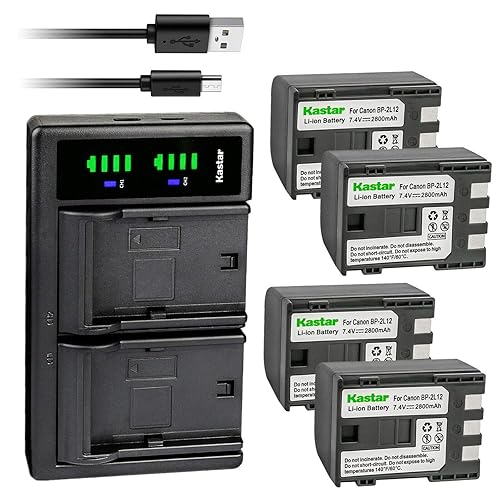 Kastar 4-Pack Battery and LTD2 USB Charger Compatible with Canon Elura 40 MC, Elura 50, Elura 60, Elura 65, Elura 70, Elura 80, Elura 85, Elura 90
