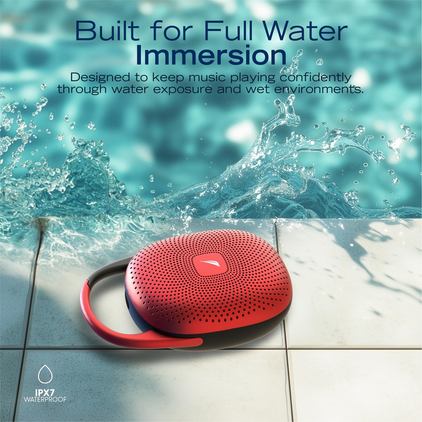 Nautica Nayman SP700 Portable Bluetooth Speaker, 16W Sound, Deep Bass, IPX7 Waterproof, 10H Playtime, RGB Light TWSPlus, Shower & Outdoor (Red)
