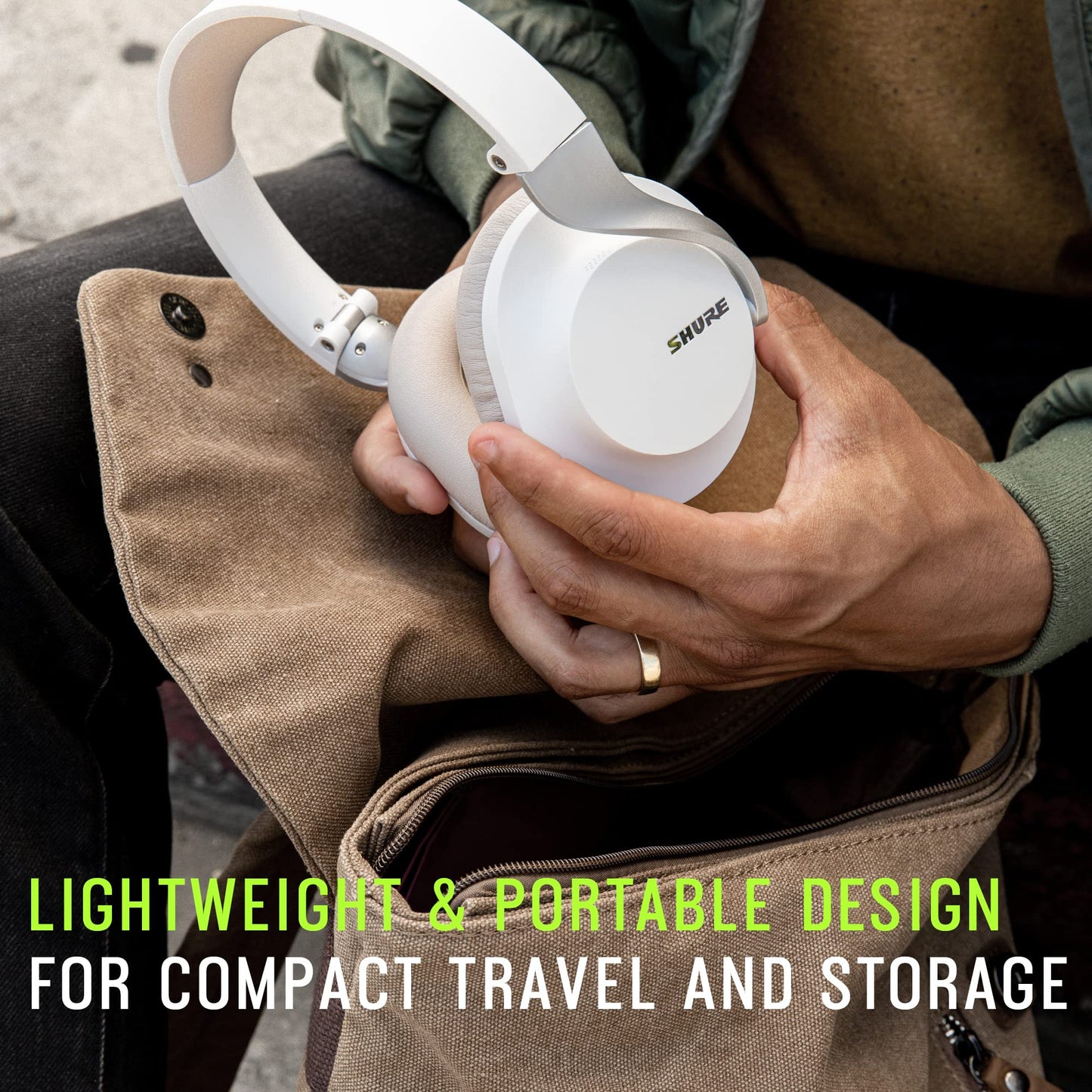 Shure Aonic 40 Wireless Noise Canceling Headphones - White/Tan
