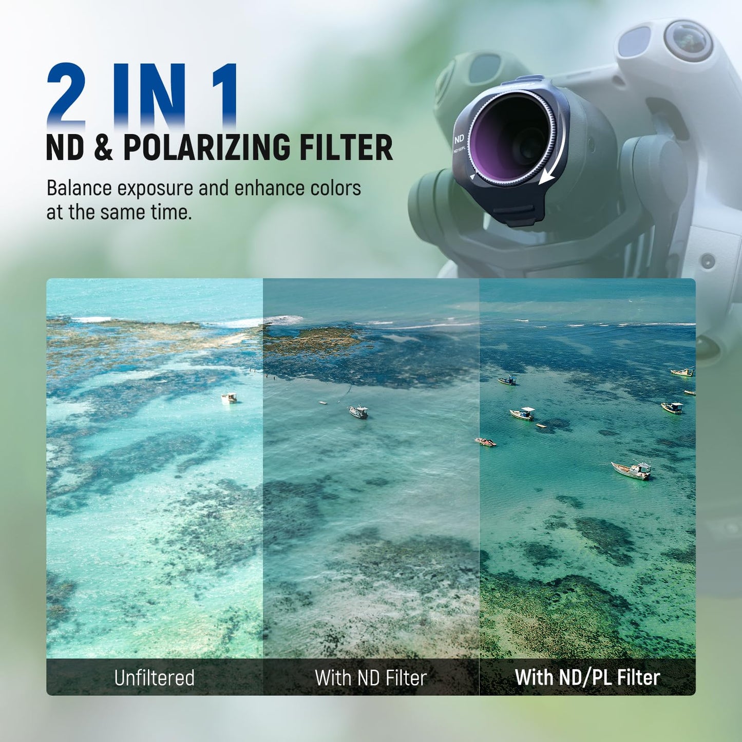 NEEWER ND/PL Filter Set Compatible with DJI Mini 5 Pro Drone Camera (ND8/PL+ND16/PL+ND32/PL+ND64/PL), Snap On Neutral Density Polarized ND Lens Filter