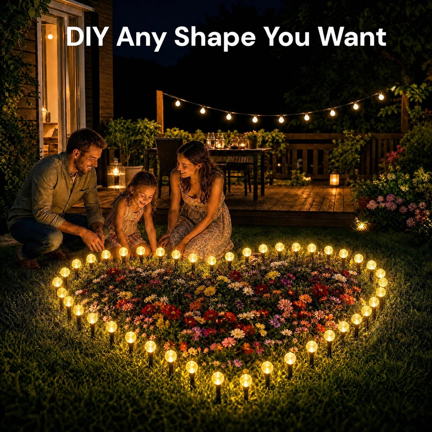SyouHome Solar Pathway Lights Outdoor, 2-Pack 60 LED 43FT Crystal Solar Garden Lights Waterproof, 8 Modes Landscape Lighting for Yard Patio Walkway
