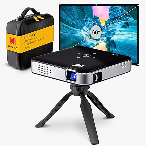 KODAK Luma 150 Complete Kit - Wireless Mini Pocket DLP Projector with Case, Tripod, 60” Screen, Rechargeable Battery, Built-in Speaker, HDMI, USB