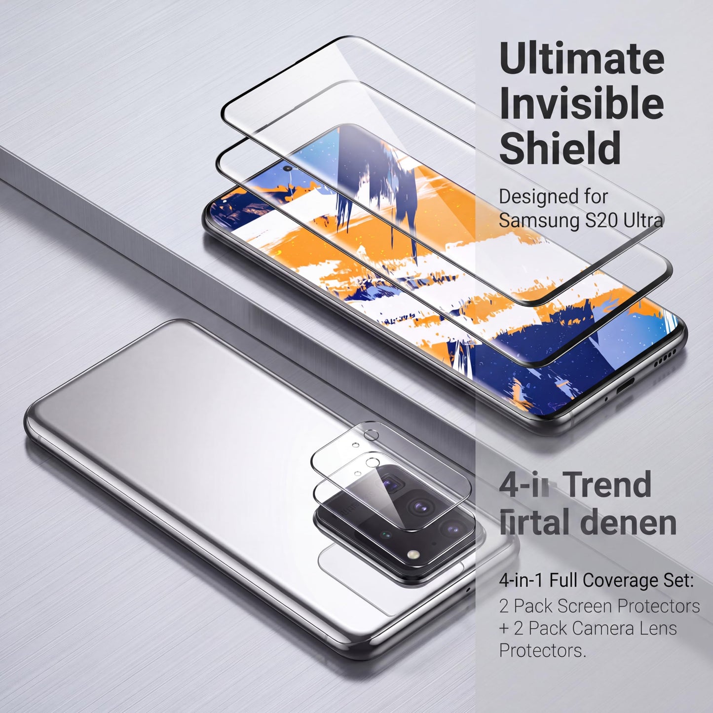 2 Pack Screen Protector for Samsung Galaxy S20 Ultra Tempered Glass with 2 Pack Camera Lens Protector, 9H Hardness HD Clear Anti Scratch Full Coverage