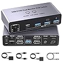 USB-C+HDM KVM Switch 2 Monitors 2 Computers - 8K@60Hz 4K@60Hz USB C KVM Switch Dual Monitor for Laptop & Desktop to Share 2 Monitor and 4 USB3.0