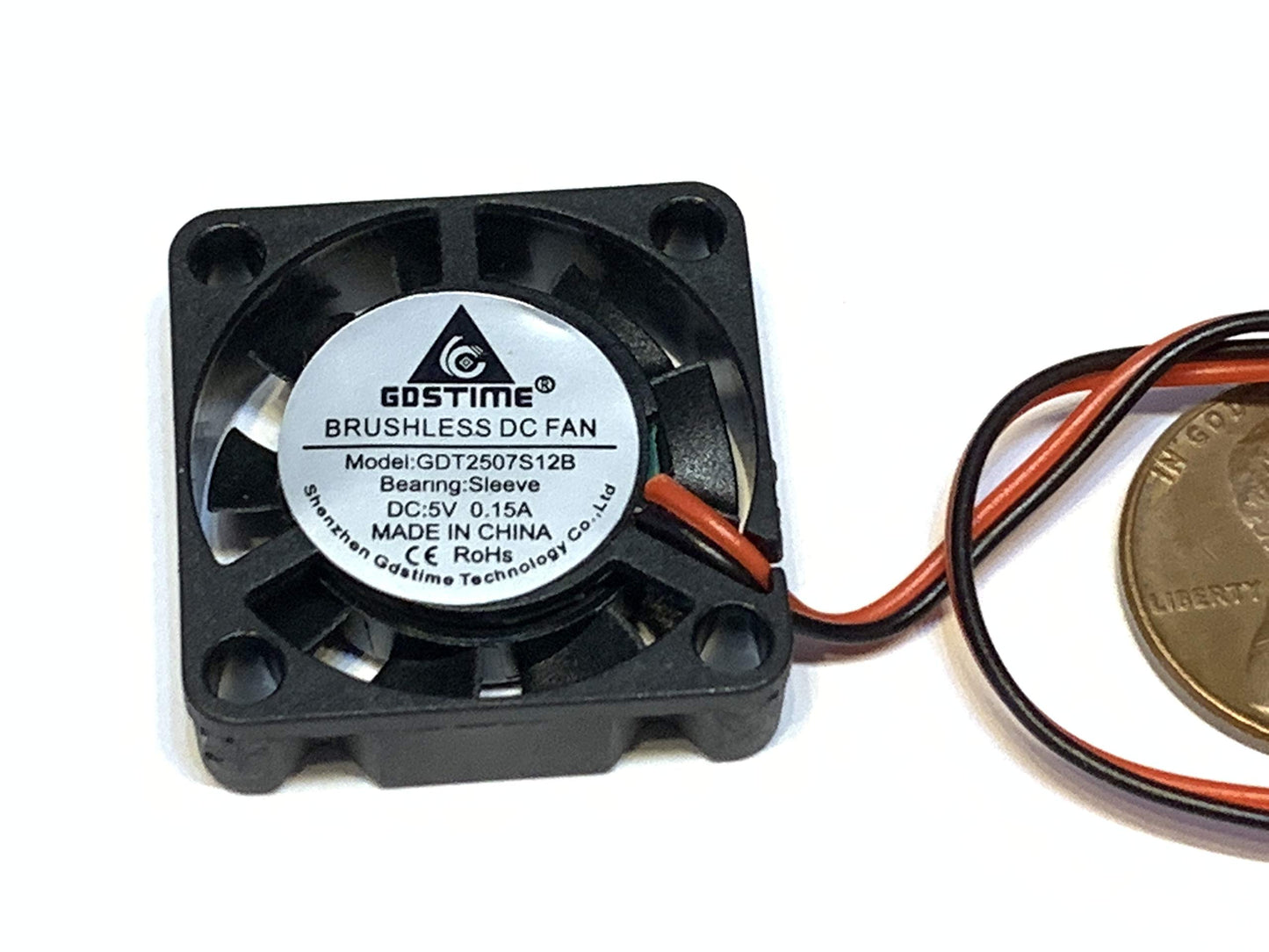 FYSSHUO 2 Pieces 5v Fan Mini 25mm x 7mm 2pin 2507 dc Mini Micro brushless Cooling A30