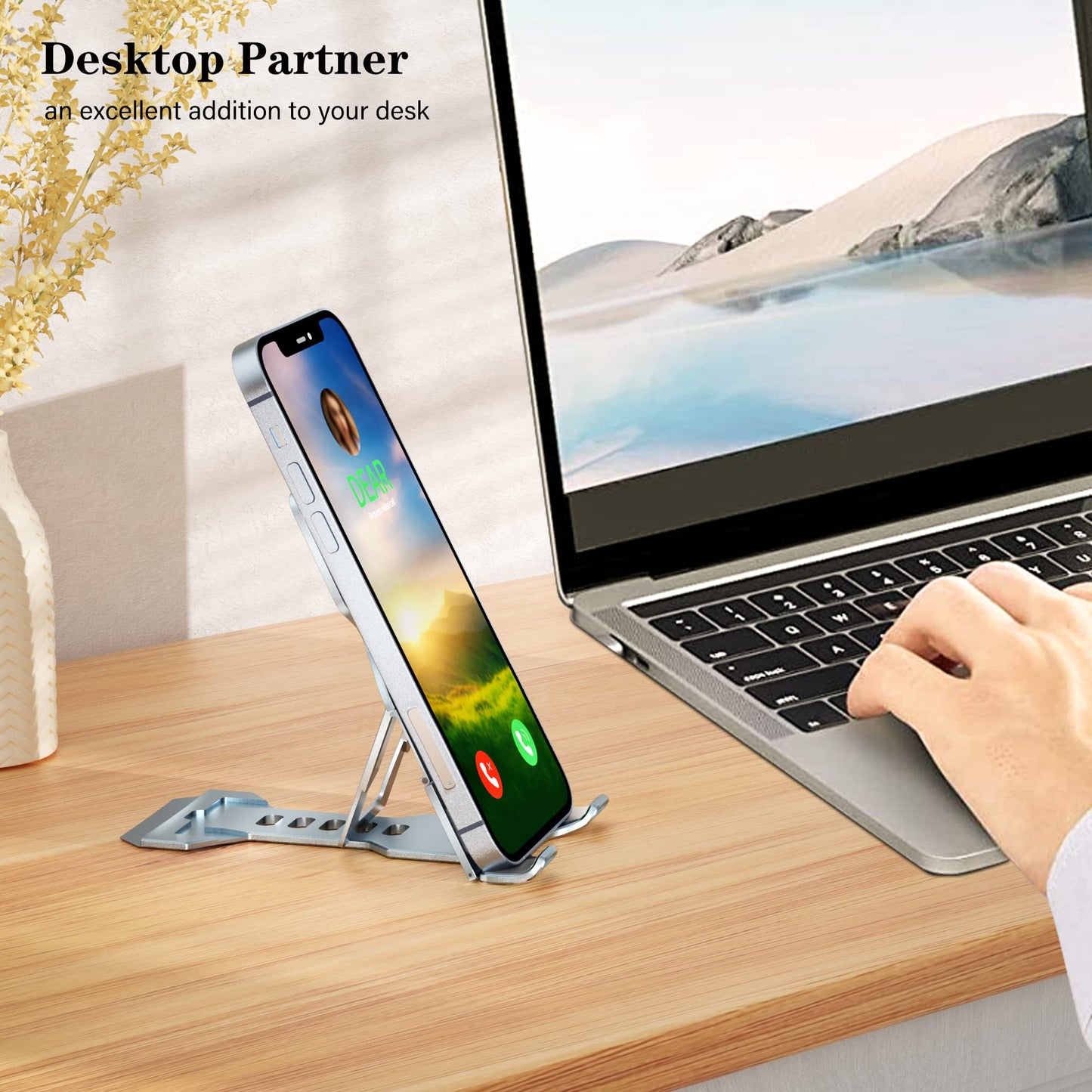 Versinan Phone Stand for Desk, Adjustable Cell Phone Stands, Foldable Metal Phone Stands for All Smartphone