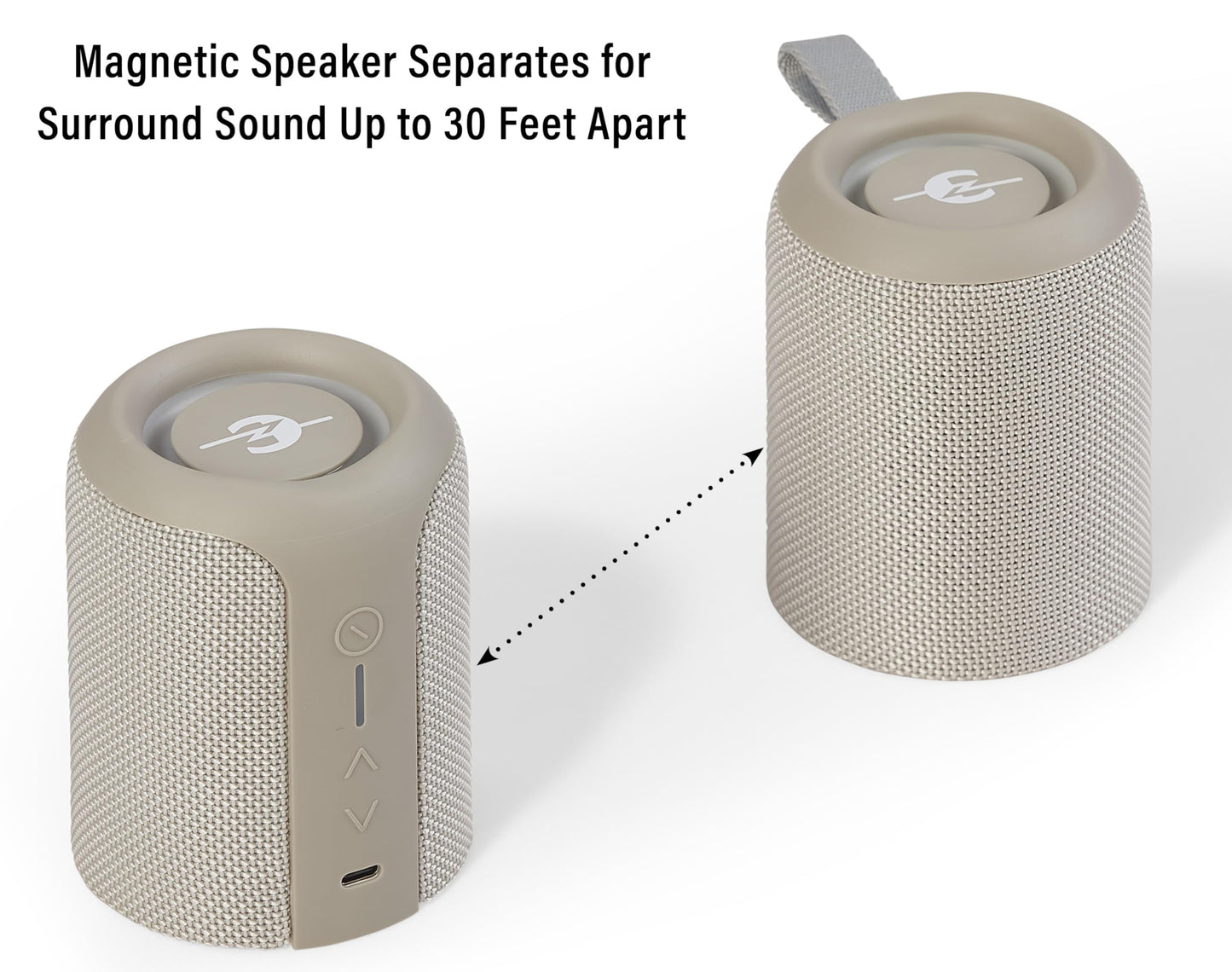Crosley CR3080A-DU Duo 2-in-1 Portable Bluetooth Stereo Speakers, Dune