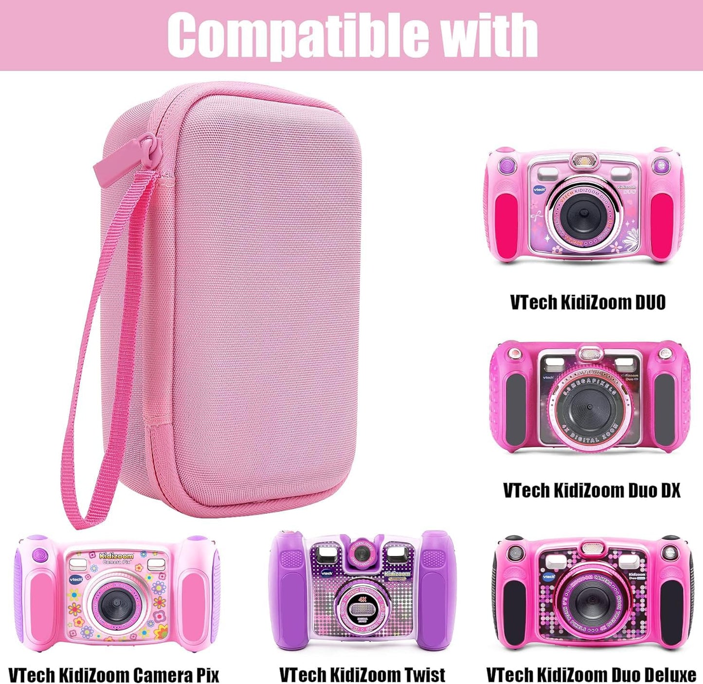 co2CREA Hard Case Replacement for VTech Kidizoom Duo/DX/Deluxe/Twist/Pix/Pix Plus Selfie Camera (Pink Case)