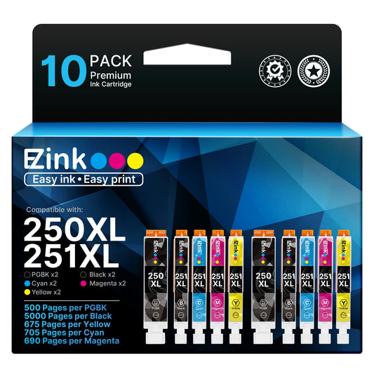 250XL 251XL Ink Cartridge for Canon PGI-250XL CLI-251XL for MX922 (10 Pack)