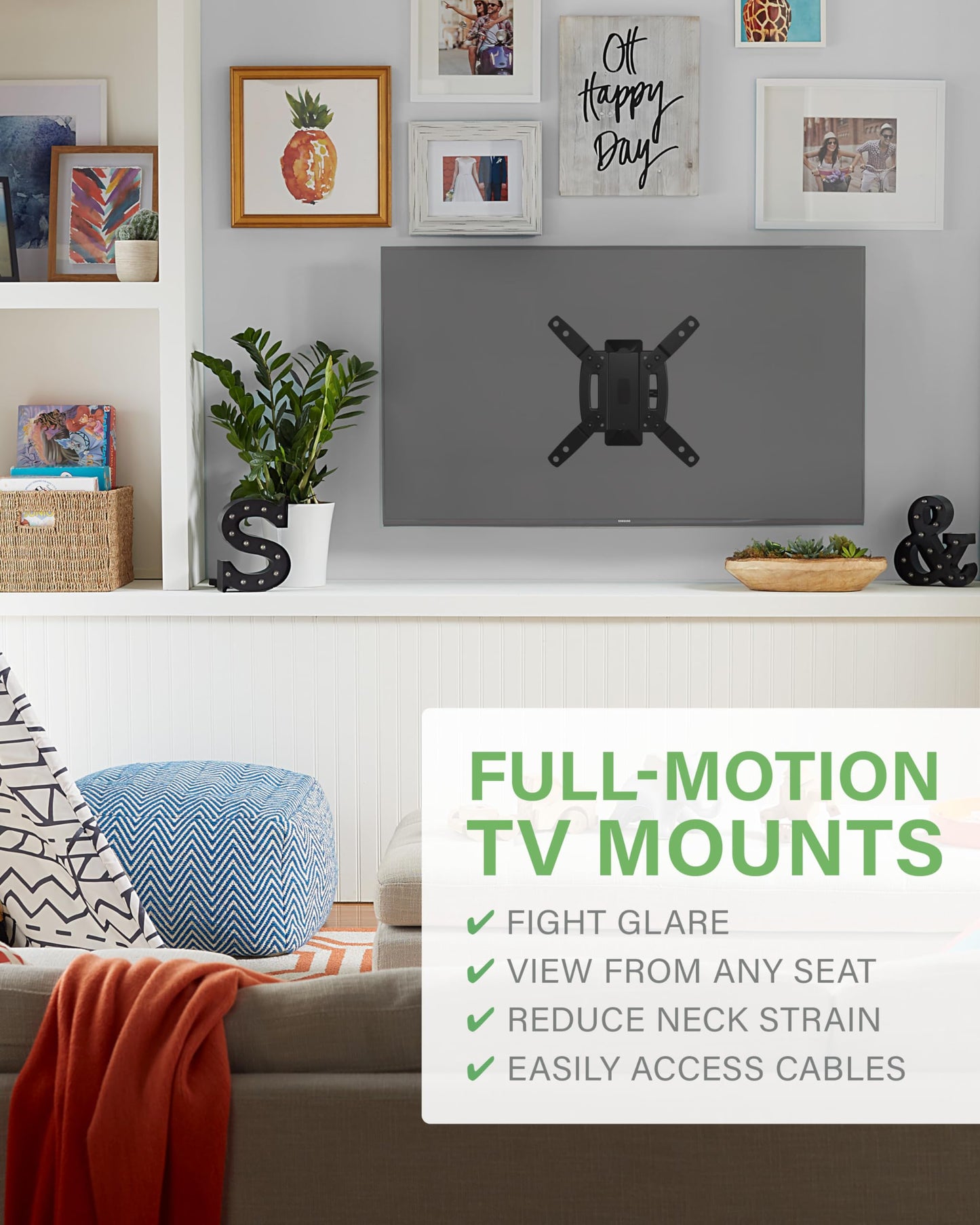 SANUS Full Motion TV Wall Mount for 19-40” Screens - Single Stud Design Tilts, Swivels & Extends - Ideal for Corners - Easy DIY Install with Hardware