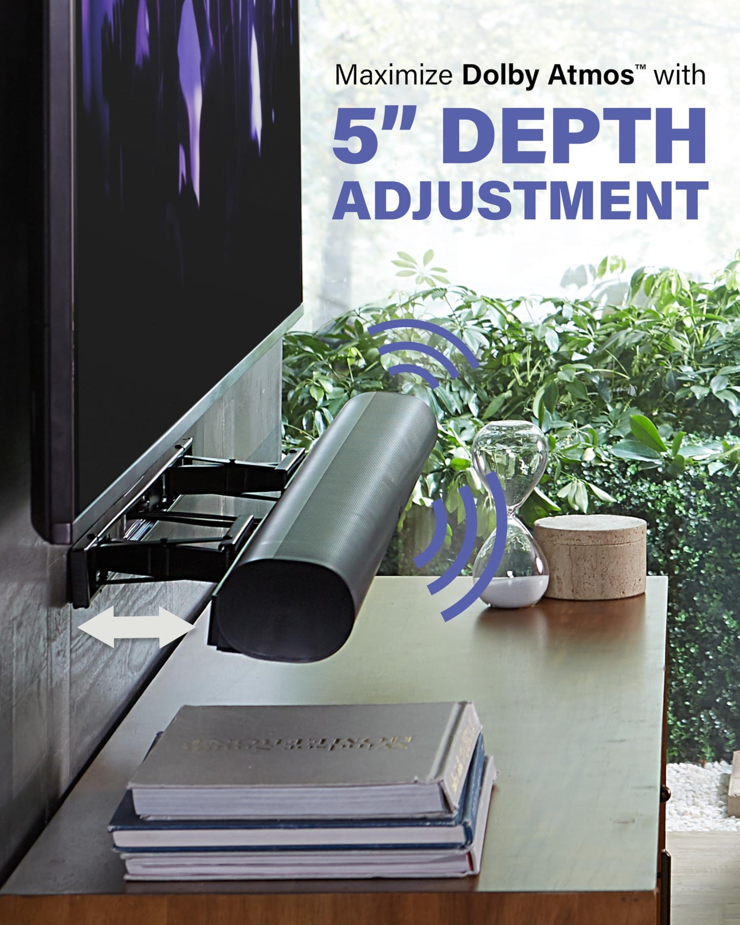 SANUS Extendable Soundbar Wall Mount for Sonos Arc & Sonos Arc Ultra Soundbar - 5” Depth Adjustment Optimized for Dolby Atmos - Black Speaker Mount