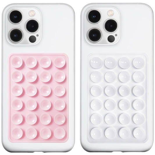 LvShuLiangPin Anteel 2 Pack Silicone Suction Phone Case Mount, Silicon Adhesive Phone Grip for Smartphones, Hands-Free Mirror Shower Phone Holder