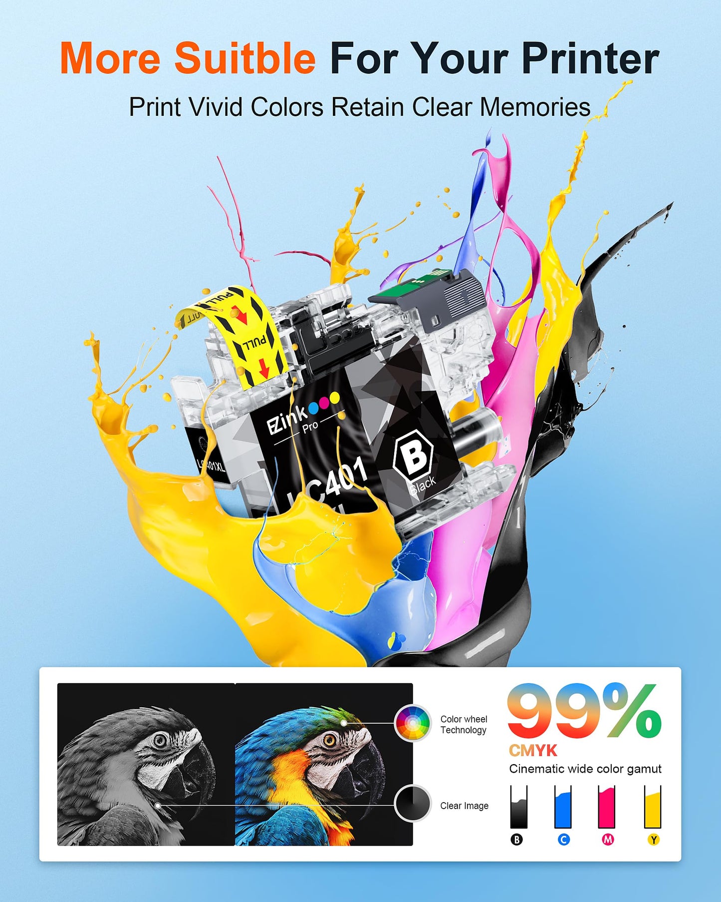 E-Z Ink Pro LC401XL Ink Cartridges Compatible for Brother LC401 XL Black LC401XL BK LC401BK LC 401 Ink Cartridges for Brother MFC-J1010DW MFC-J1012DW
