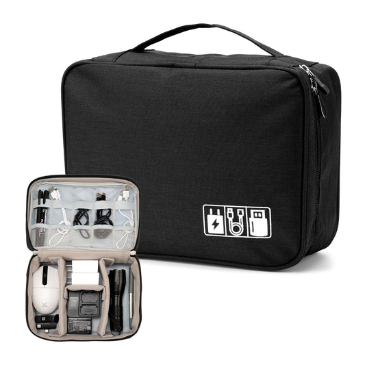 SAIA TIAN Cable Organizer bag for women or men,Electronic Accessories Carry Case Portable Waterproof Double Layers All-in-One Storage Bag for Cord